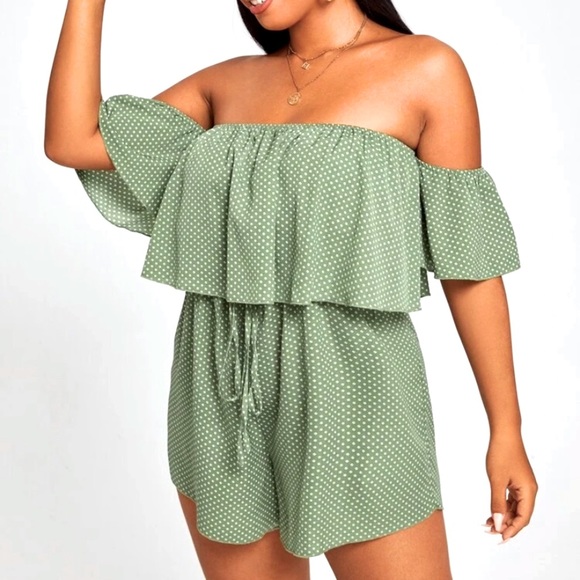 Plus Polka Dot Bardot Romper